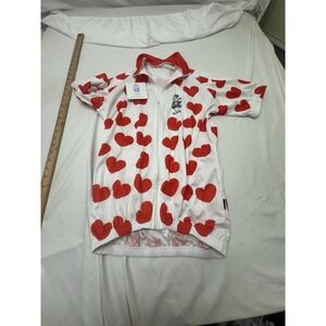 Astek Cycling Jersey Hearts Full Zip Size Large Valentines Back Pockets Stretch